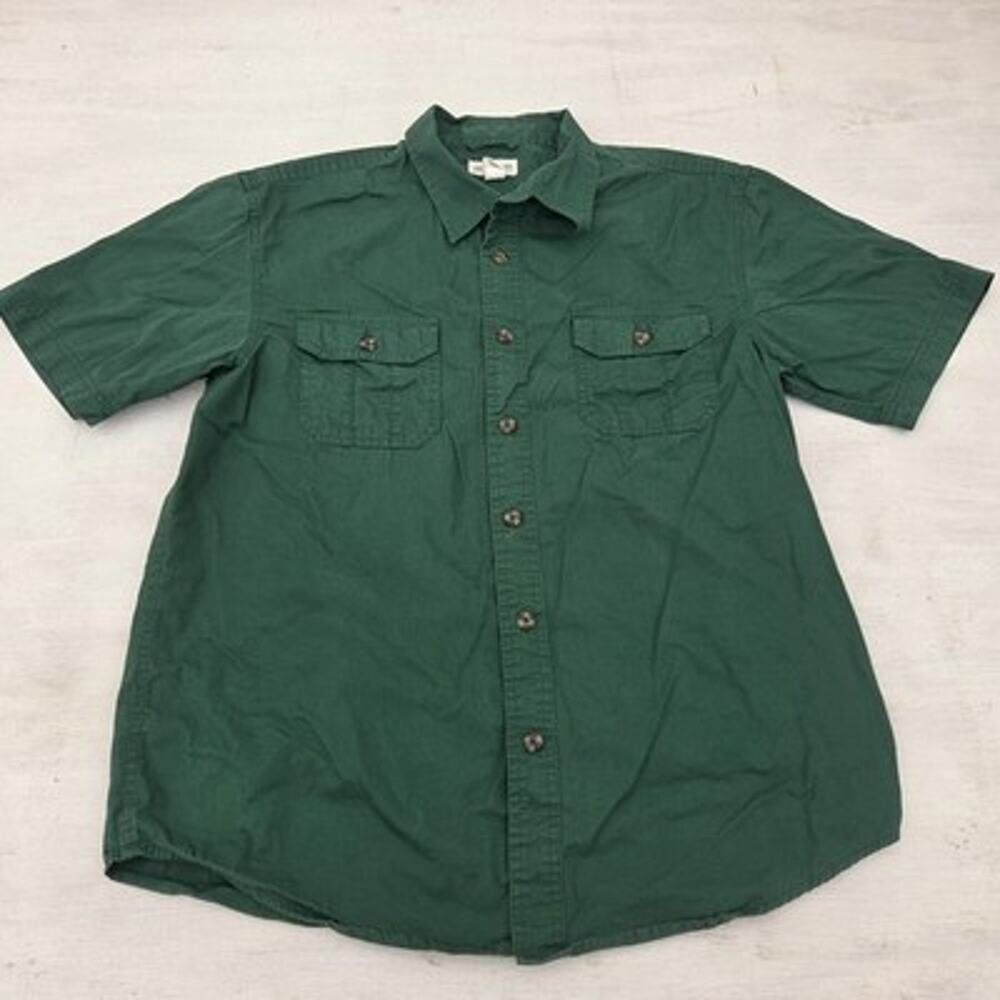 Magellan Outdoors Mens Large Green Fishing Shirt Short Sleeve Pockets Vented